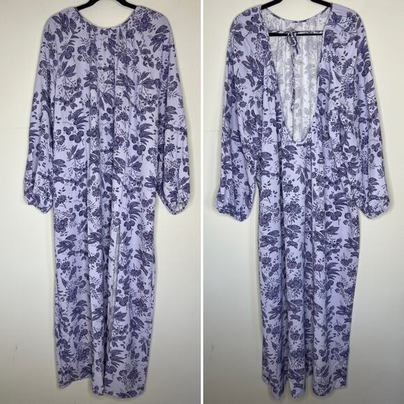 Hill House Home Purple Lilac Floral Crepe The Simone Maxi Dress XXL - Picture 3 of 7
